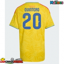 Camisa de Futebol Colômbia Juan Fernando Quintero #20 Equipamento Principal Mulheres Mundo 2026 Manga Curta